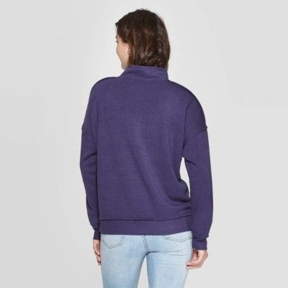 Women's Be Kind 1/4 Zip Graphic Sweatshirt - Grayson Threads (Juniors') - Navy M - Picture 2 of 6